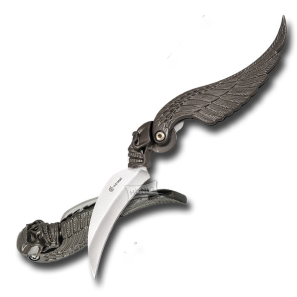 Einhandmesser Schädel mit Flügeln