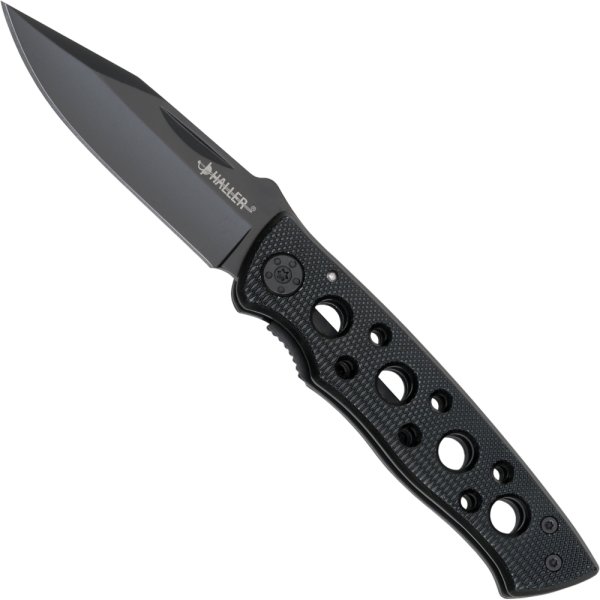 Taschenmesser mit Nagelrille schwarz geriffelt