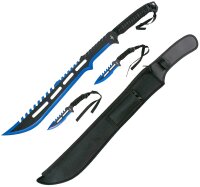 Machete black/blue inkl. 2 Wurfmesser