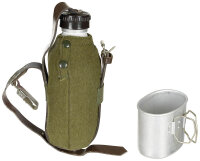 Rumänische Feldflaschen mit Becher und Hülle gebr.