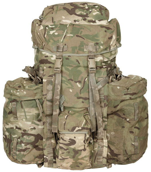 Britischer Rucksack INF Long  MTP Tarn Seitentaschn ,IRR – 100L gebr.