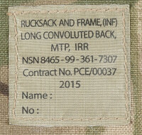 Britischer Rucksack INF Long  MTP Tarn Seitentaschn ,IRR – 100L gebr.