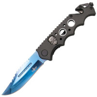 Zweihandmesser Rescue Skull blau