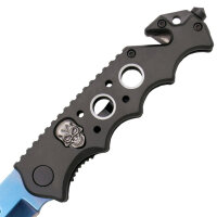 Zweihandmesser Rescue Skull blau